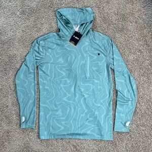 Jetty Skiff UV Hoodie Men's Medium Blue UPF 50 Balaclava Angler Fisherman